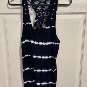 INC International Concepts Navy and White Tank Top